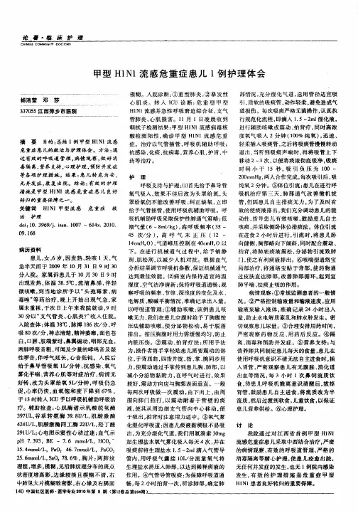 甲型H1N1流感危重症患儿1例护理体会