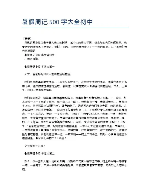 暑假周记500字大全初中