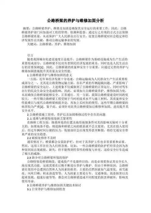 公路桥梁的养护与维修加固分析