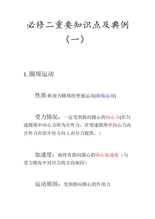 必修二重要知识点及典例(word文档物超所值)