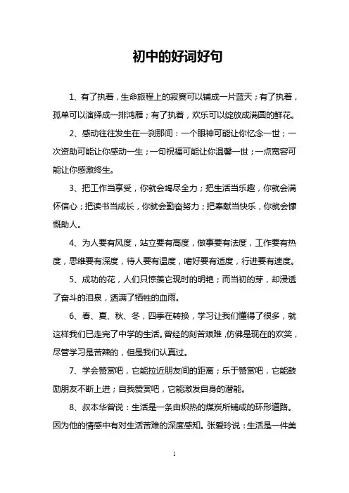 初中的好词好句