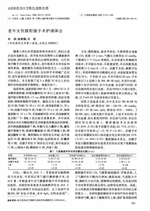 老年女性腹腔镜手术护理体会