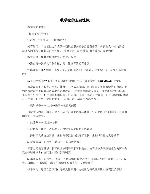 教学论的主要流派