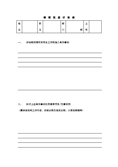 绩效改进计划表 2