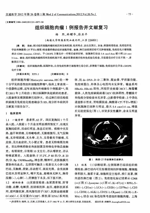 组织细胞肉瘤1例报告并文献复习