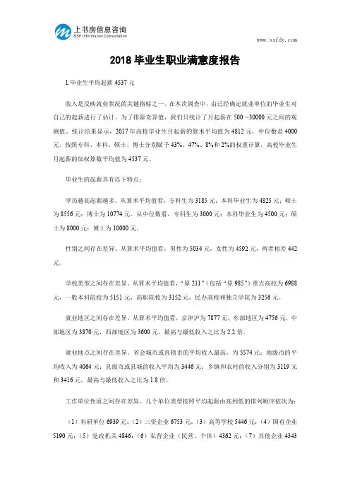 2018毕业生职业满意度报告-上书房信息咨询