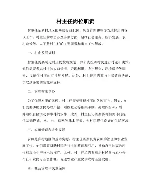 村主任岗位职责 2