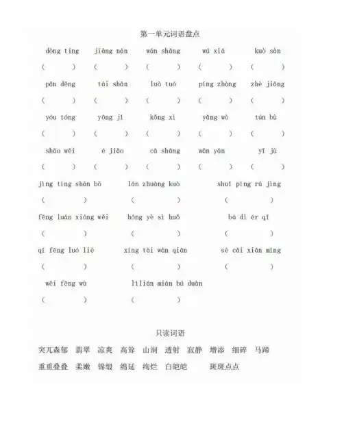 4年级语文下全册看拼音写词语(田字格),值得收藏!
