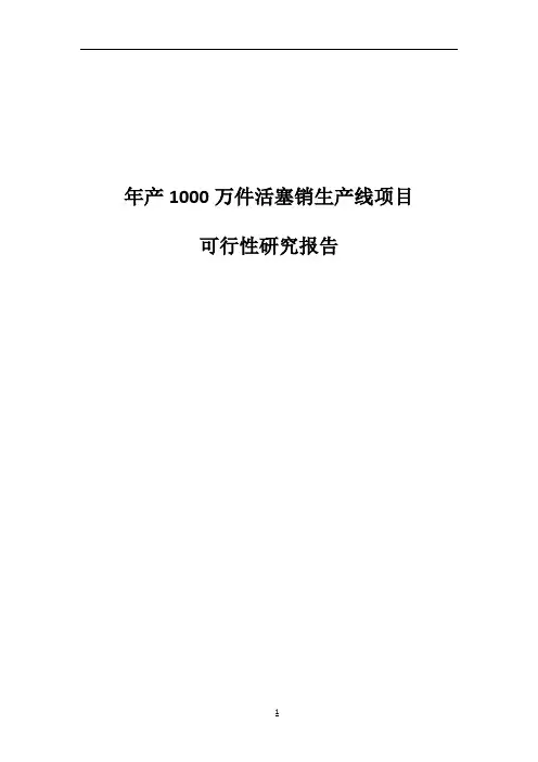 年产1000万件活塞销生产线建设项目可行性研究报告