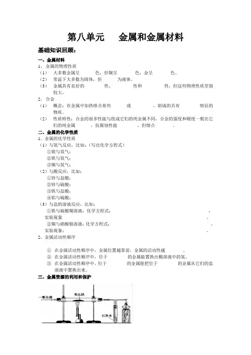 第八单元 金属和金属材料 复习