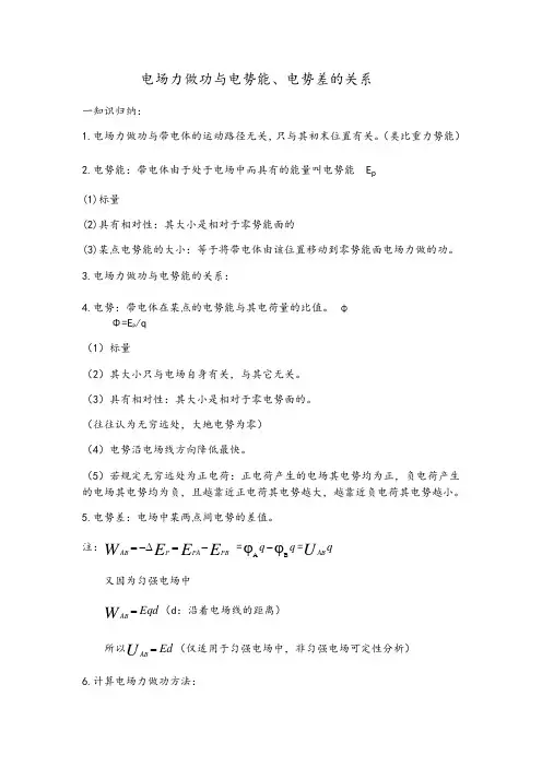 电场力做功与电势能
