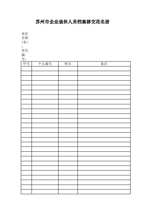 苏州市企业退休人员档案移交花名册