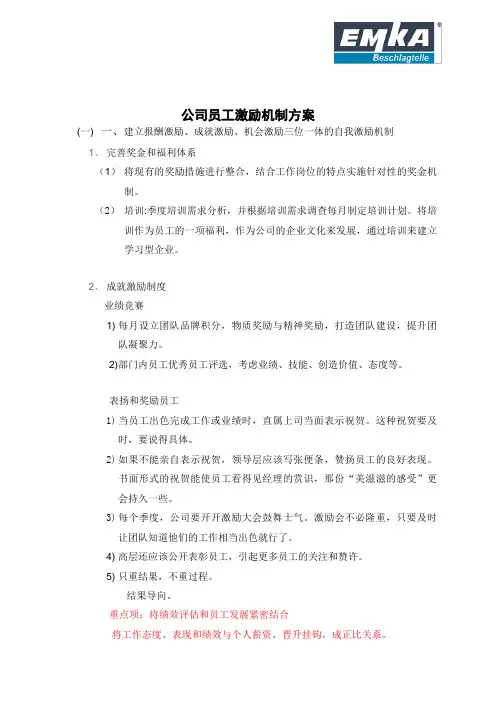 员工激励机制方案