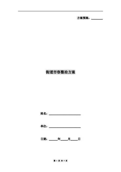 街道市容整治方案