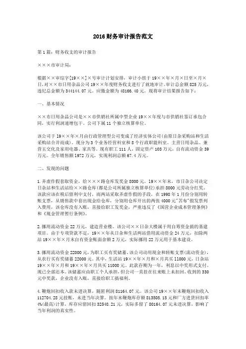 2016财务审计报告范文