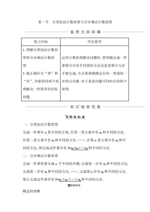 第一节 分类加法计数原理与分步乘法计数原理(知识梳理)