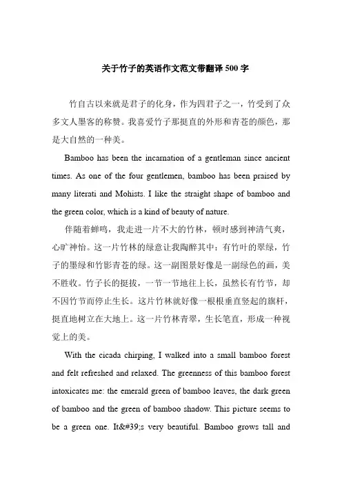   关于竹子的英语作文范文带翻译500字