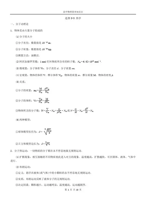 高中物理选修3-3 知识点梳理和总结 2