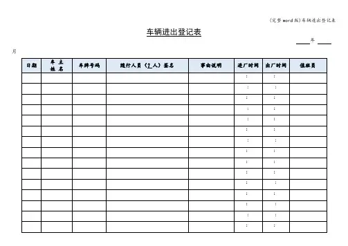(完整word版)车辆进出登记表