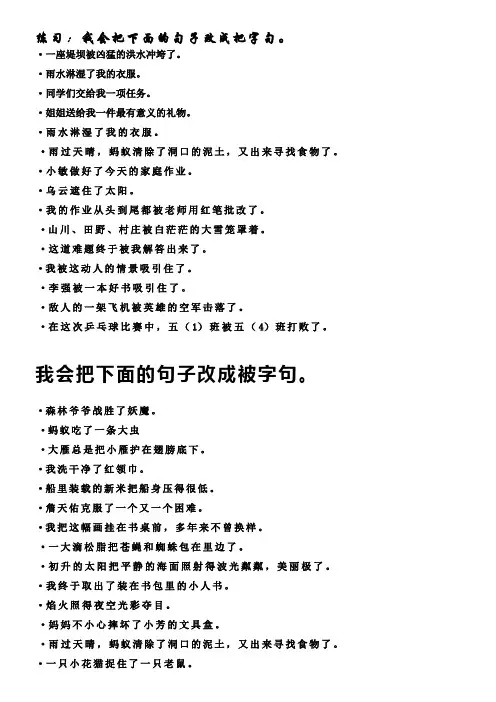 三年级把字句,被字句练习