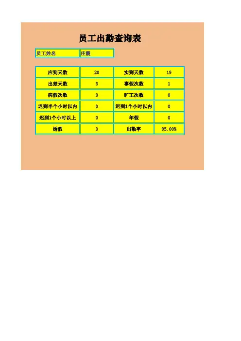 员工出勤查询表