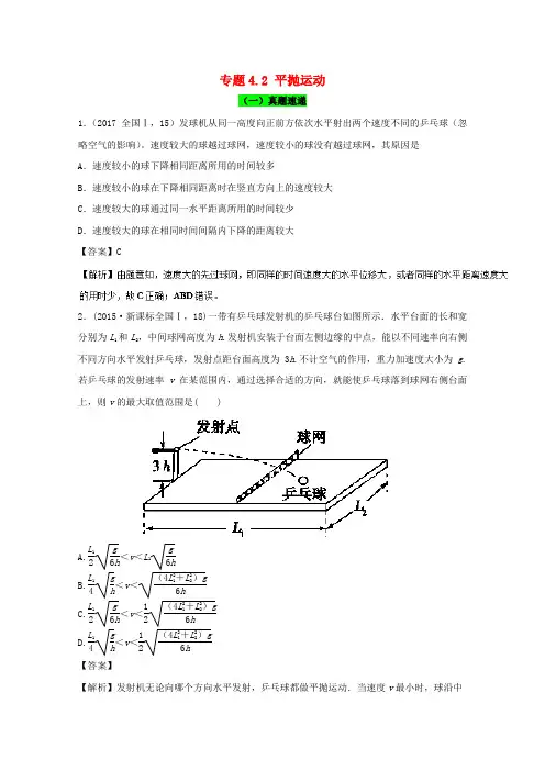 高考物理一轮复习专题4.2平抛运动精讲深剖