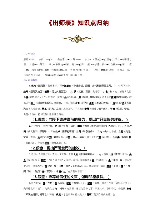 《出师表》知识点归纳