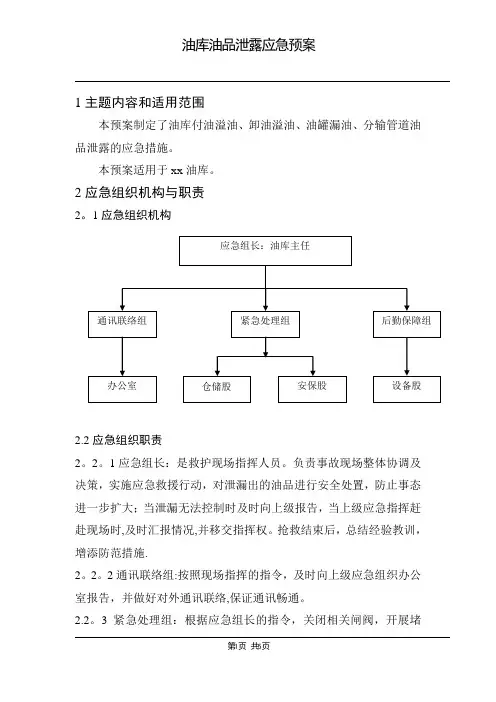 油库油品泄露应急预案