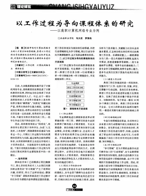 以工作过程为导向课程体系的研究——以高职计算机网络专业为例