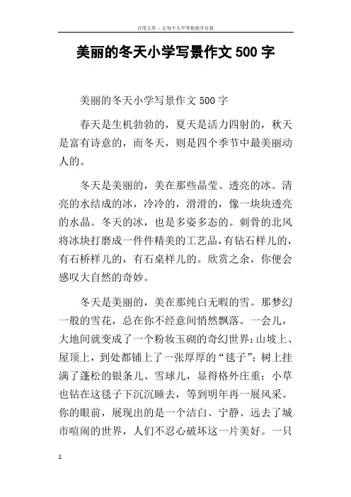 美丽的冬天小学写景作文500字