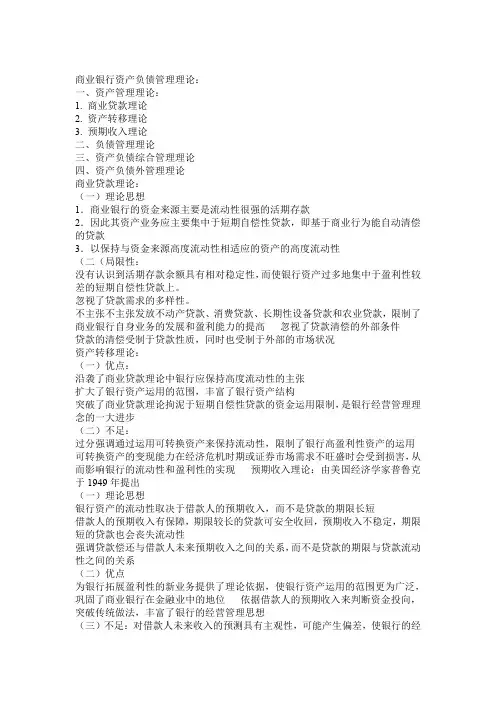 商业银行业务与经营管理课件重点总结 10-12章