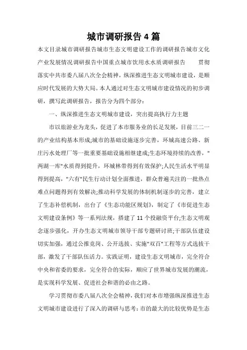  城市调研报告4篇