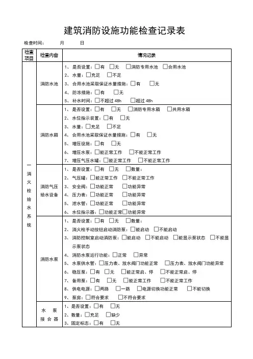 消防日常检查表格