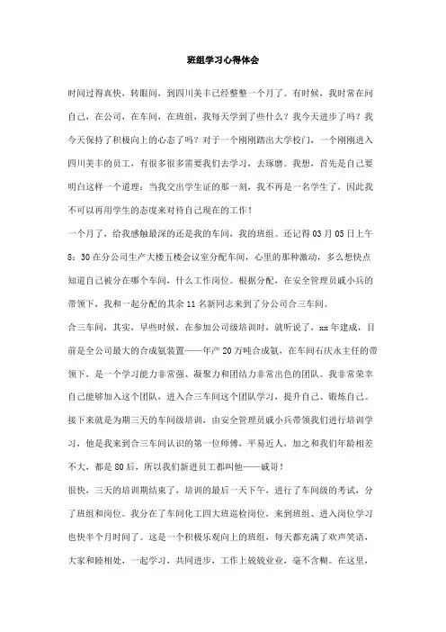 班组学习心得体会