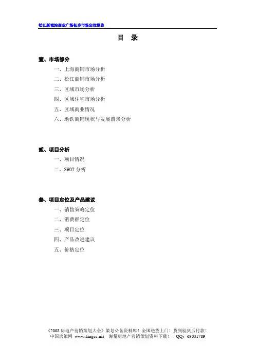 松江新城站商业项目市场定位报告