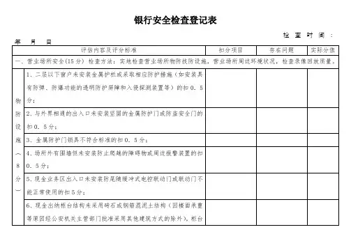 银行安全检查表