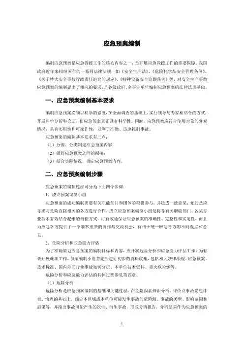 应急预案编制要求