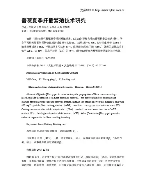 蔷薇夏季扦插繁殖技术研究