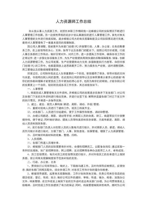 人力资源个人技术工作总结