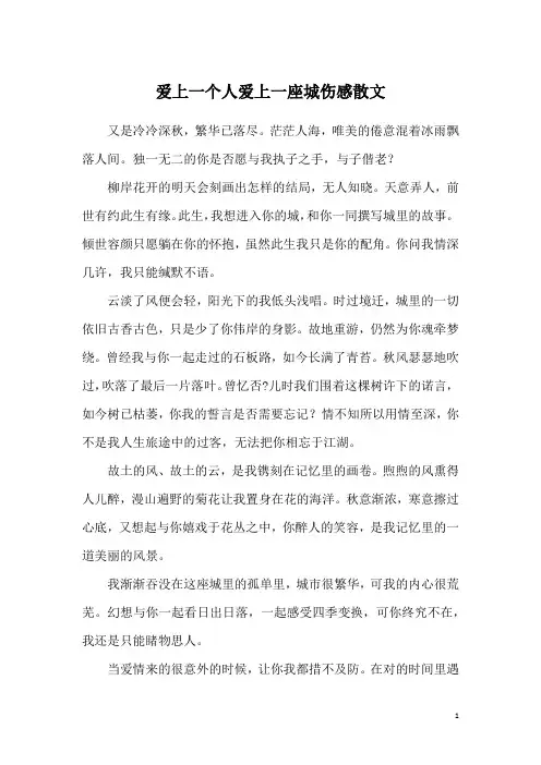 爱上一个人爱上一座城伤感散文