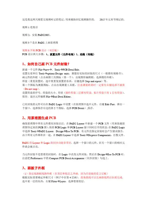 8小时学习PADS视频笔记