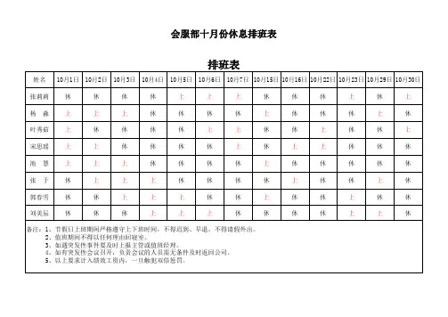 值班表模板 3