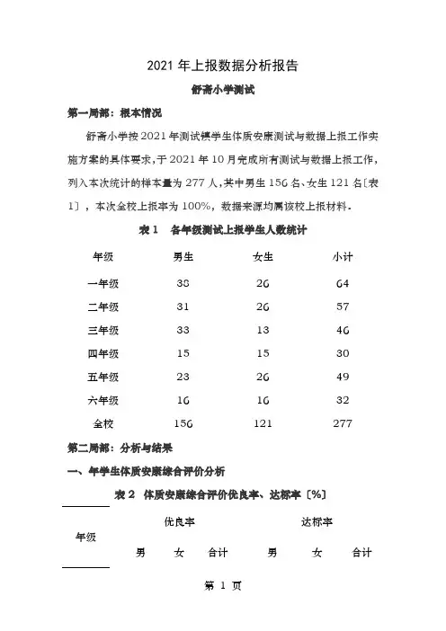 学生体质健康测试和数据上报数据分析