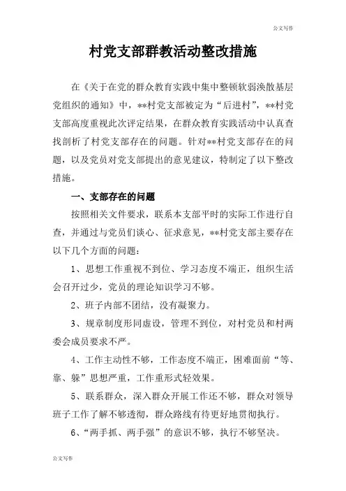 村党支部整改问题整治清单汇总.doc