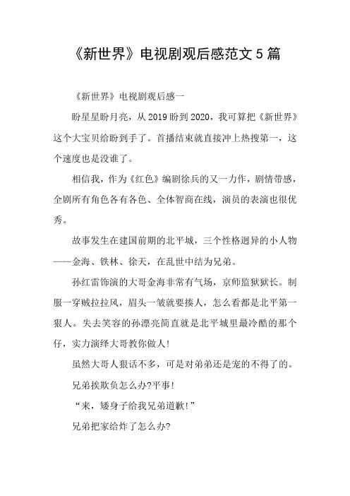《新世界》电视剧观后感范文5篇