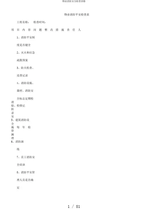 物业消防安全检查表格