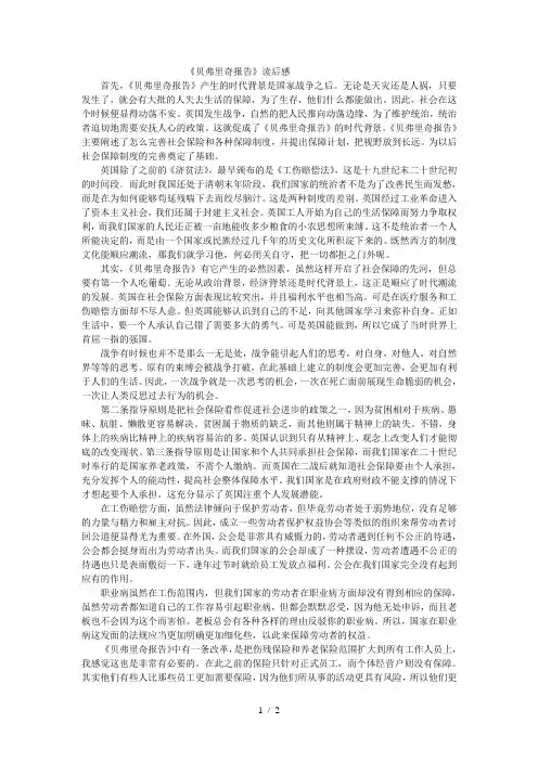 贝弗里奇报告 读后感