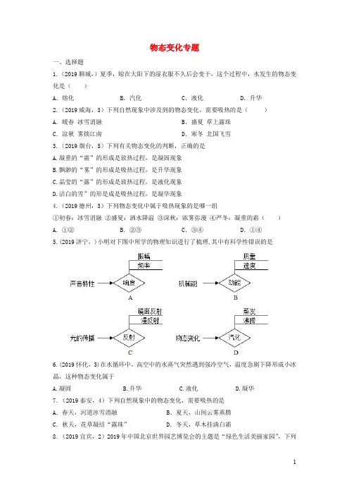 中考物理试题分类汇编第期物态变化专题 (1)