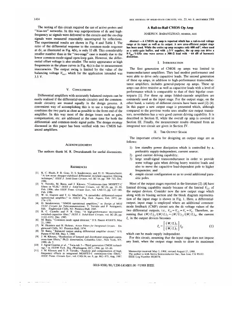 A rail to rail CMOS Amp 1988