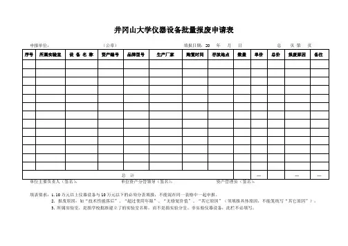 仪器设备批量报废申请表